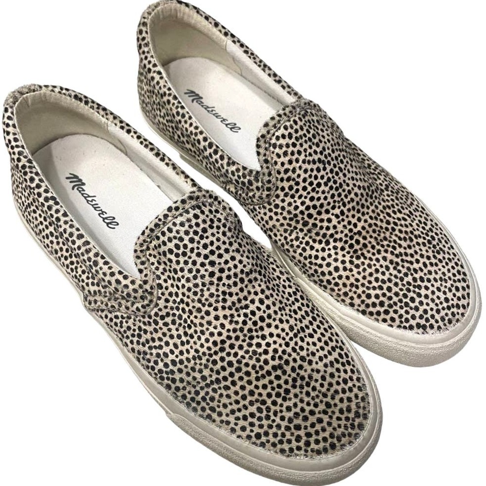 Madewell Womens Calf Hair Sneakers Size 7 Brown Spotted Slip On Shoes